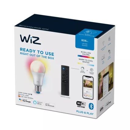 LED RGBW Stmievateľná žiarovka A60 E27/8,5W/230V 2200-6500K  CRI 90 Wi-Fi + diaľkové ovládanie - WiZ