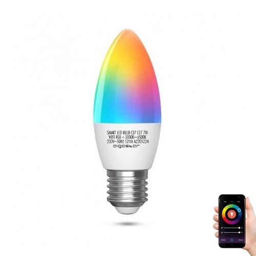 LED RGBW Stmievateľná žiarovka C37 E27/7W/230V 3000-6500K Wi-Fi - Aigostar