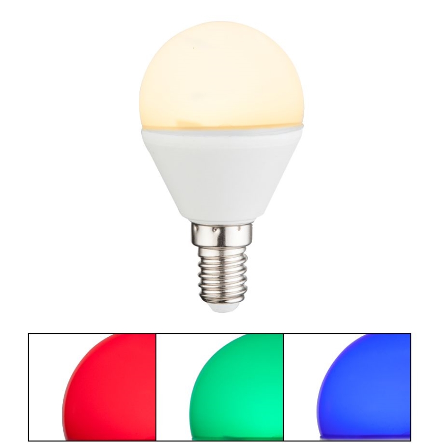 LED RGBW Stmievateľná žiarovka E14/4,9W/230V 2700K + diaľkové ovládanie - Globo