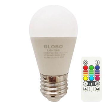 LED RGBW Stmievateľná žiarovka E27/6W/230V 3000K + diaľkové ovládanie - Globo