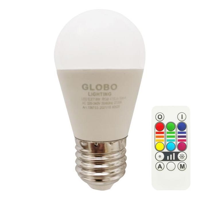 LED RGBW Stmievateľná žiarovka E27/6W/230V 3000K + diaľkové ovládanie - Globo
