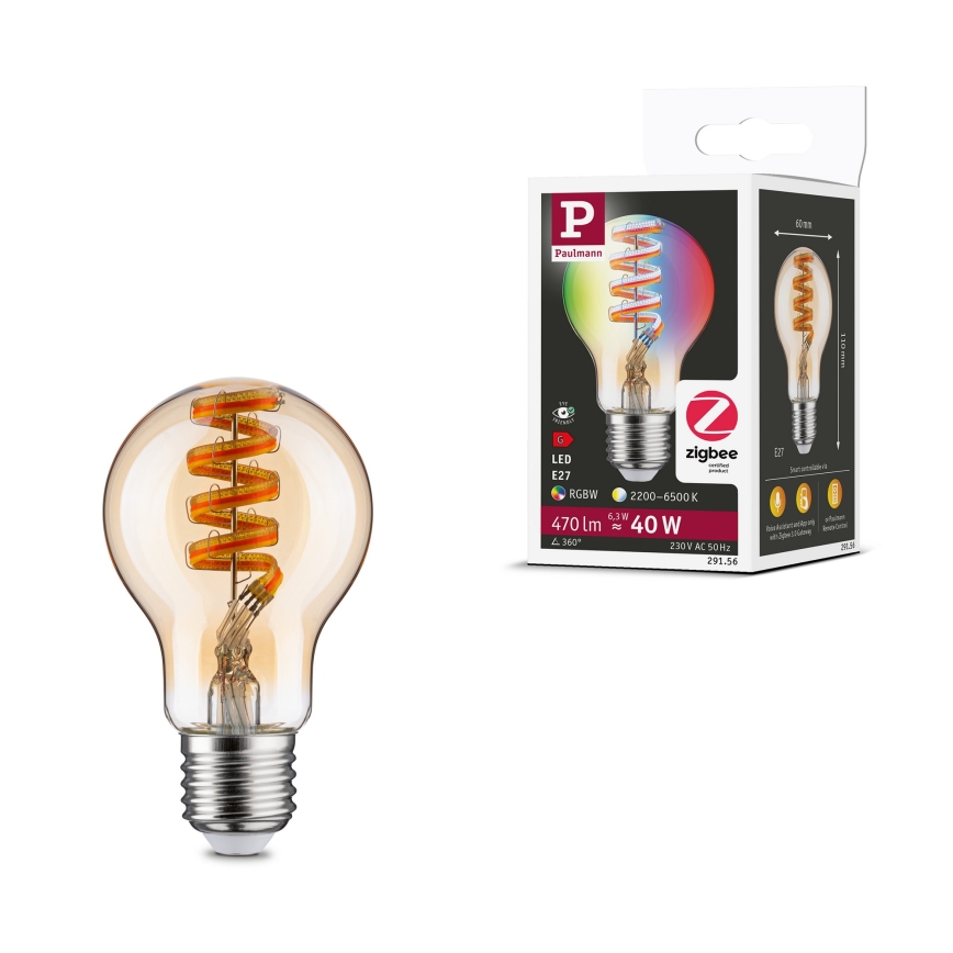 LED RGBW Stmievateľná žiarovka FILAMENT E27/6,3W/230V 2200-6500K - Paulmann 29156
