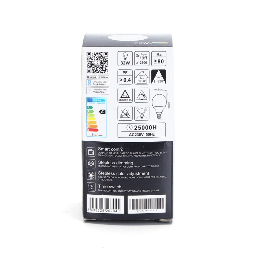 LED RGBW Stmievateľná žiarovka G45 E14/5W/230V 3000-6500K Wi-Fi - Aigostar