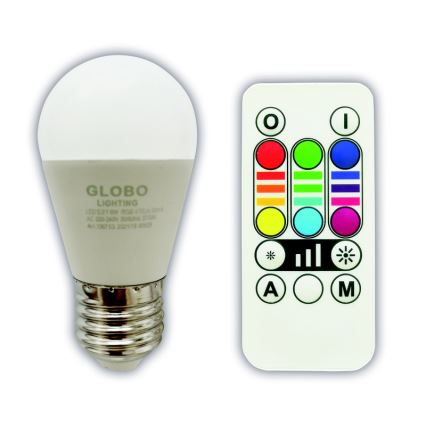 LED RGBW Stmievateľná žiarovka E27/6W/230V 3000K + diaľkové ovládanie - Globo