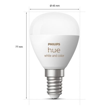 LED RGBW Stmievateľná žiarovka Philips Hue White And Color Ambiance P45 E14/5,1W/230V 2000-6500K