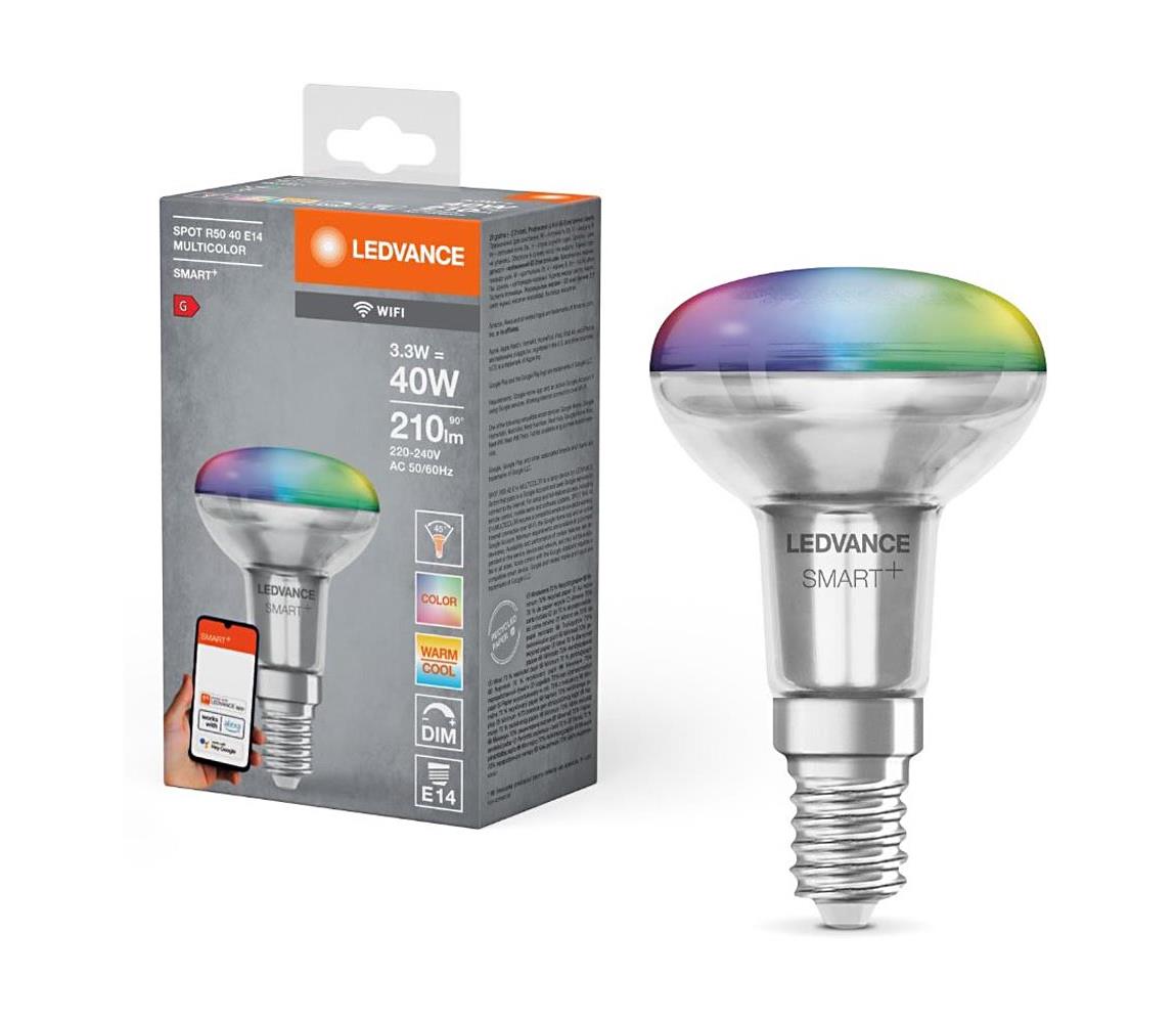 Ledvance LED RGBW Stmievateľná žiarovka SMART+ E14/3,3W/230V 2700-6500K Wi-Fi - Ledvance