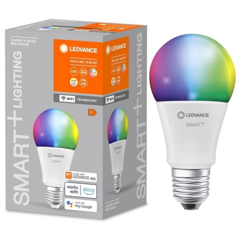 LED RGBW Stmievateľná žiarovka SMART+ E27/14W/230V 2700-6500K Wi-Fi - Ledvance