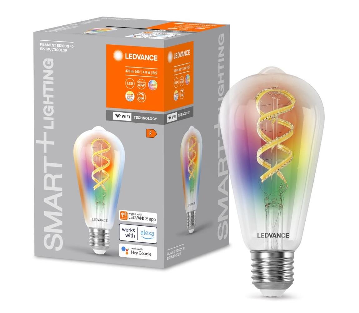 Ledvance LED RGBW Stmievateľná žiarovka SMART+ E27/4,8W/230V 2700-6500K Wi-Fi - Ledvance
