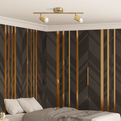 LED RGBW stmievateľné bodové svietidlo GOLDI 2xGU10/6W/230V 3000K zlaté + diaľkové ovládanie