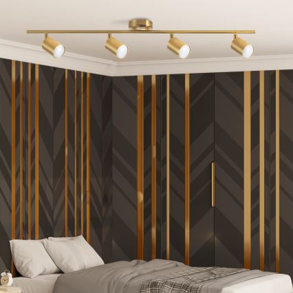LED RGBW Stmievateľné bodové svietidlo GOLDIE 4xGU10/4,8W/230V 3000K zlaté + diaľkové ovládanie