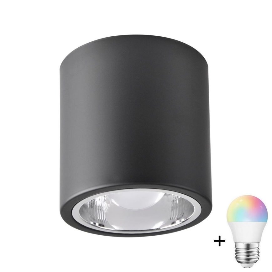 LED RGBW Stmievateľné bodové svietidlo JUPITER 1xE27/6,5W/230V 2700-6500K Wi-Fi pr. 13 cm čierna