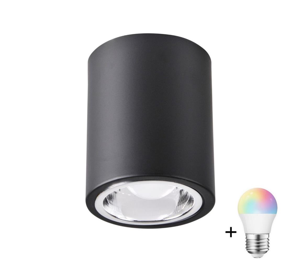 LED RGBW stmievateľné bodové svietidlo JUPITER 1xE27/6,5W/230V pr. 9,8 cm čierne SA1042+AI0818