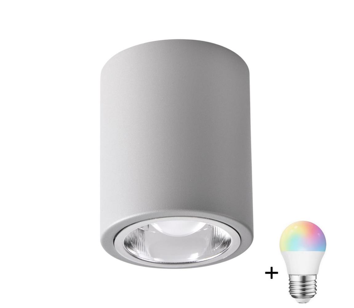 LED RGBW Stmievateľné bodové svietidlo JUPITER 1xE27/6,5W/230V pr. 9,8 cm šedá SA1041+AI0818