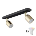 LED RGBW Stmievateľné bodové svietidlo TOP 2xGU10/6,5W/230V 2700-6500K čierna/zlatá