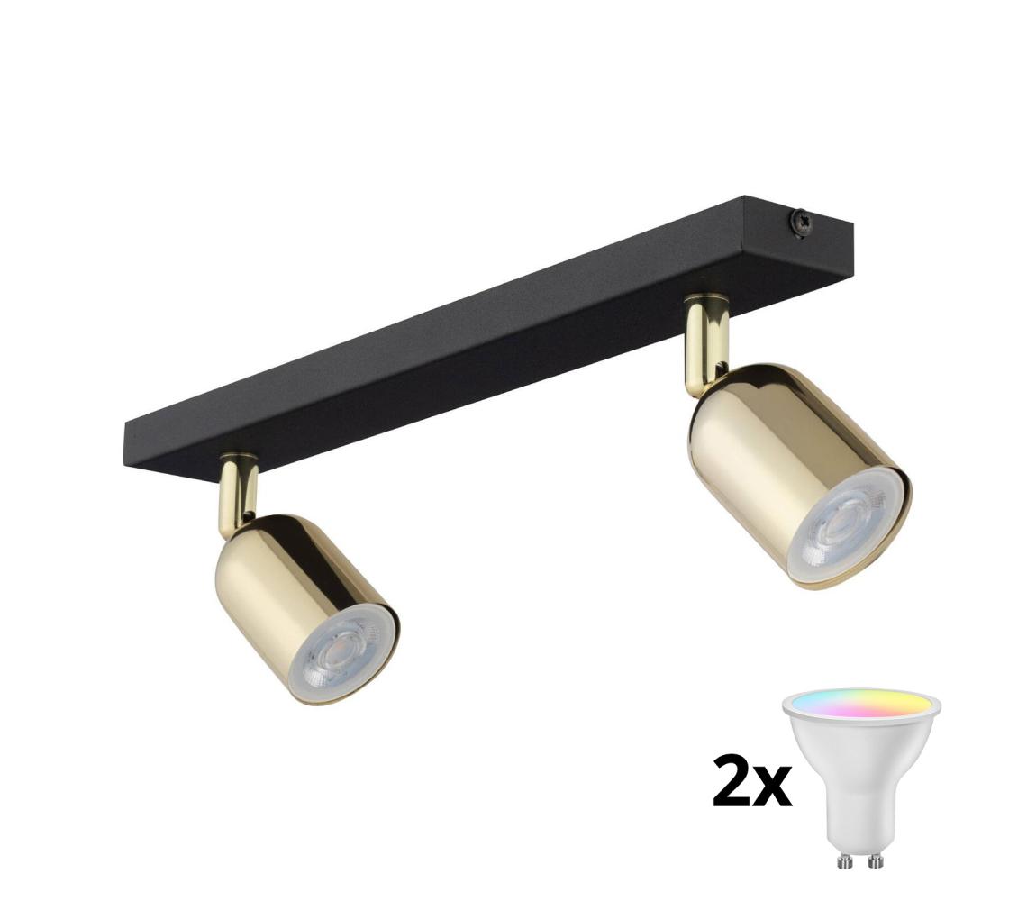 LED RGBW Stmievateľné bodové svietidlo TOP 2xGU10/6,5W/230V 2700-6500K čierna/zlatá TK5617+2xAI0589