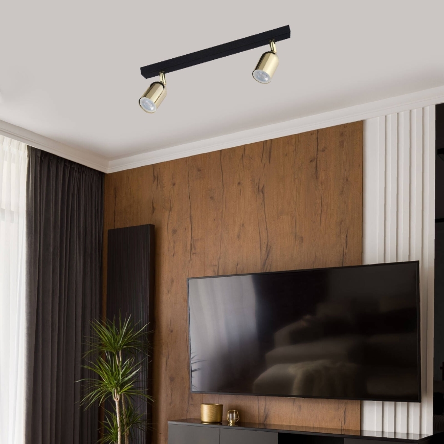 LED RGBW Stmievateľné bodové svietidlo TOP 2xGU10/6,5W/230V 2700-6500K čierna/zlatá