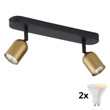 LED RGBW Stmievateľné bodové svietidlo TOP 2xGU10/6,5W/230V 2700-6500K zlatá/čierna