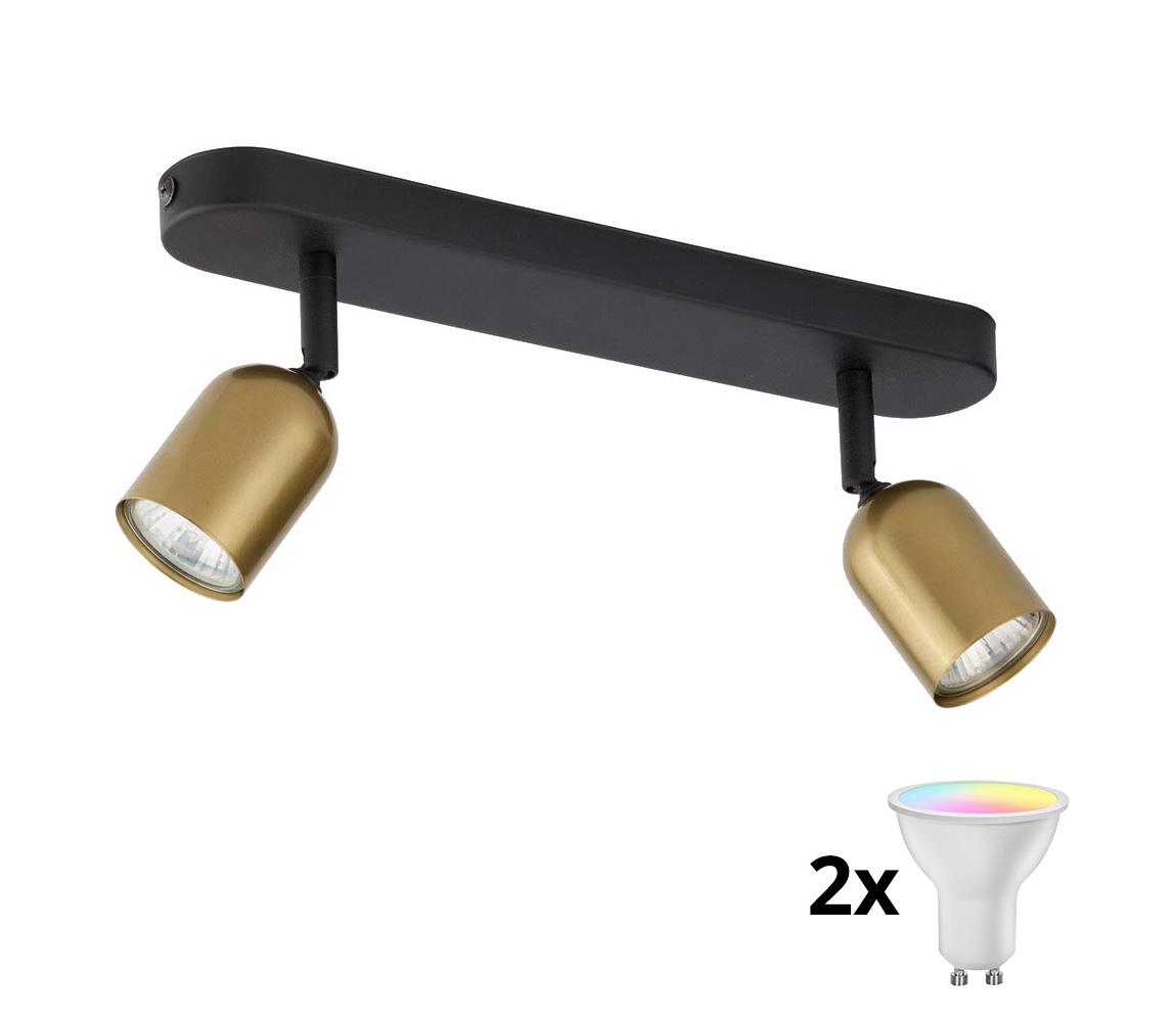 LED RGBW Stmievateľné bodové svietidlo TOP 2xGU10/6,5W/230V 2700-6500K zlatá/čierna TK3303+2xAI0589