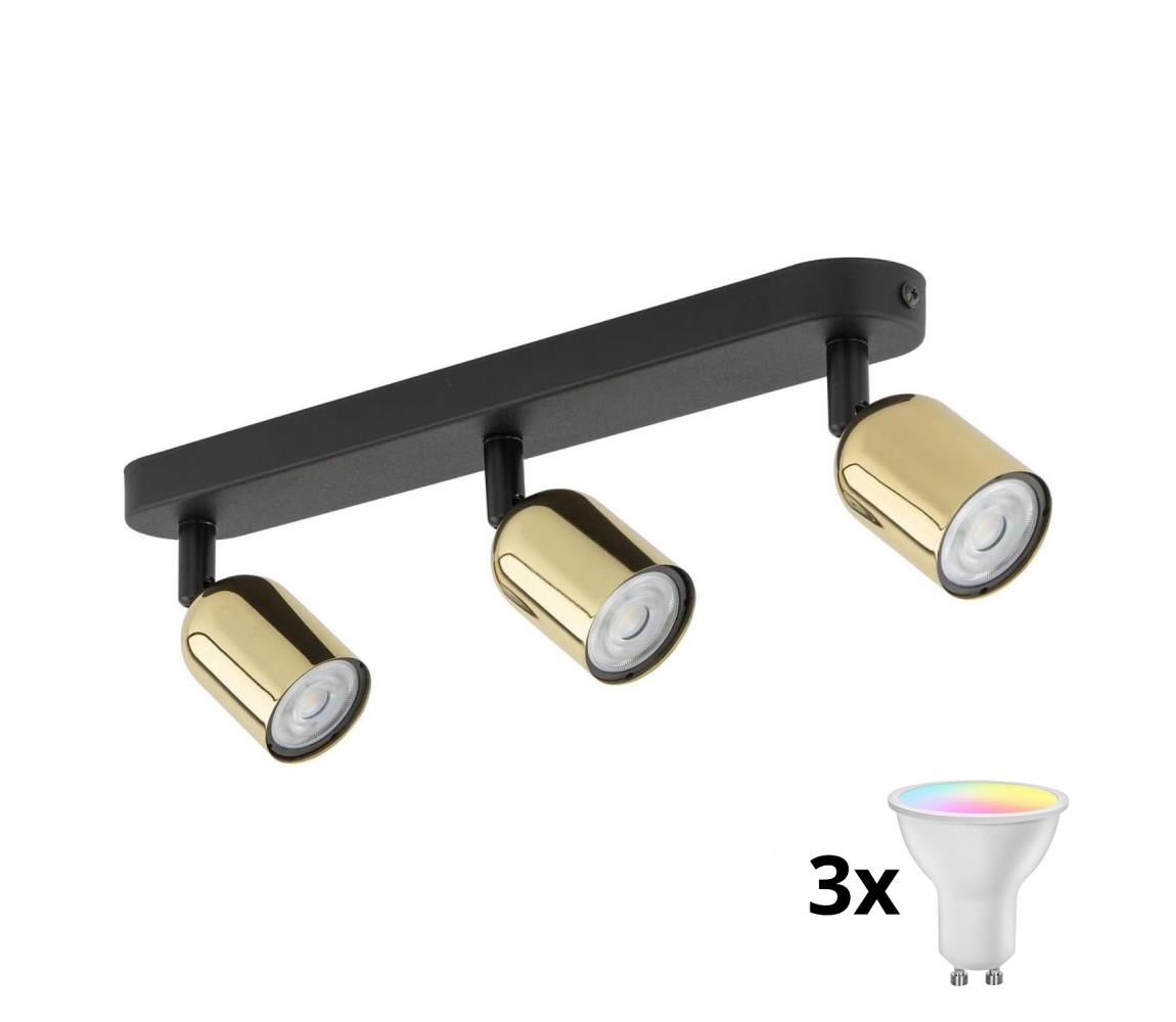 LED RGBW Stmievateľné bodové svietidlo TOP 3xGU10/6,5W/230V 2700-6500K čierna/zlatá TK6032+3xAI0589