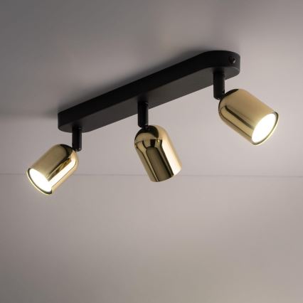 LED RGBW Stmievateľné bodové svietidlo TOP 3xGU10/6,5W/230V 2700-6500K čierna/zlatá