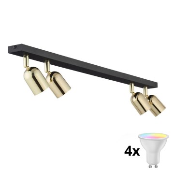 LED RGBW stmievateľné bodové svietidlo TOP 4xGU10/6,5W/230V 2700-6500K čierna/zlatá