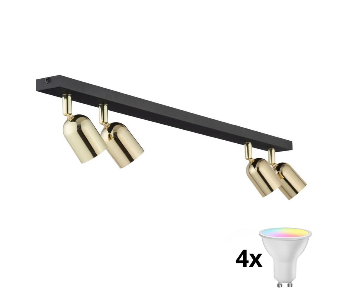 LED RGBW stmievateľné bodové svietidlo TOP 4xGU10/6,5W/230V 2700-6500K čierna/zlatá TK5619+4xAI0589