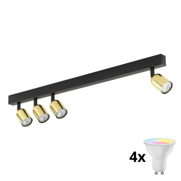 LED RGBW stmievateľné bodové svietidlo TOP 4xGU10/6,5W/230V 2700-6500K čierna/zlatá