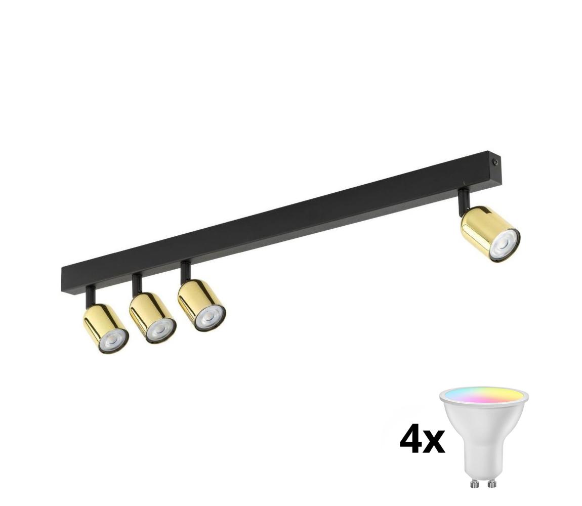LED RGBW stmievateľné bodové svietidlo TOP 4xGU10/6,5W/230V 2700-6500K čierna/zlatá TK6314+4xAI0589