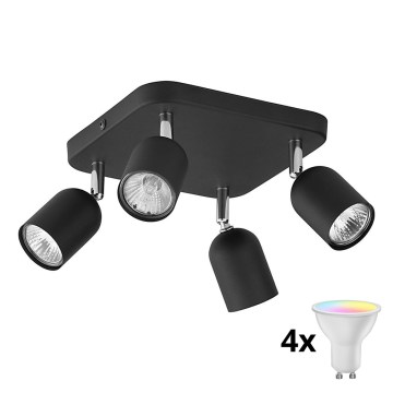 LED RGBW Stmievateľné bodové svietidlo TOP 4xGU10/6,5W/230V 2700-6500K čierne