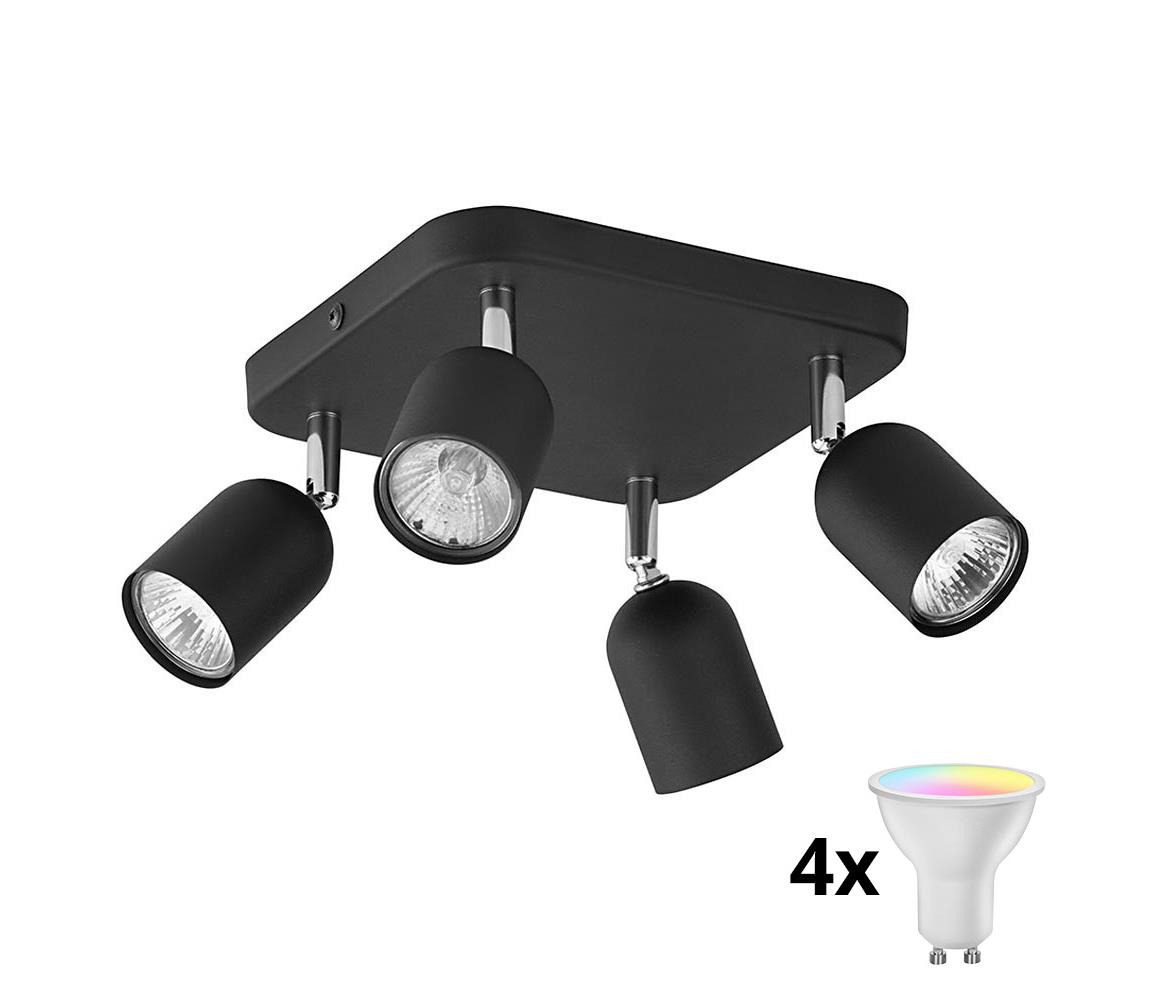 LED RGBW Stmievateľné bodové svietidlo TOP 4xGU10/6,5W/230V 2700-6500K čierne TK4418+4xAI0589