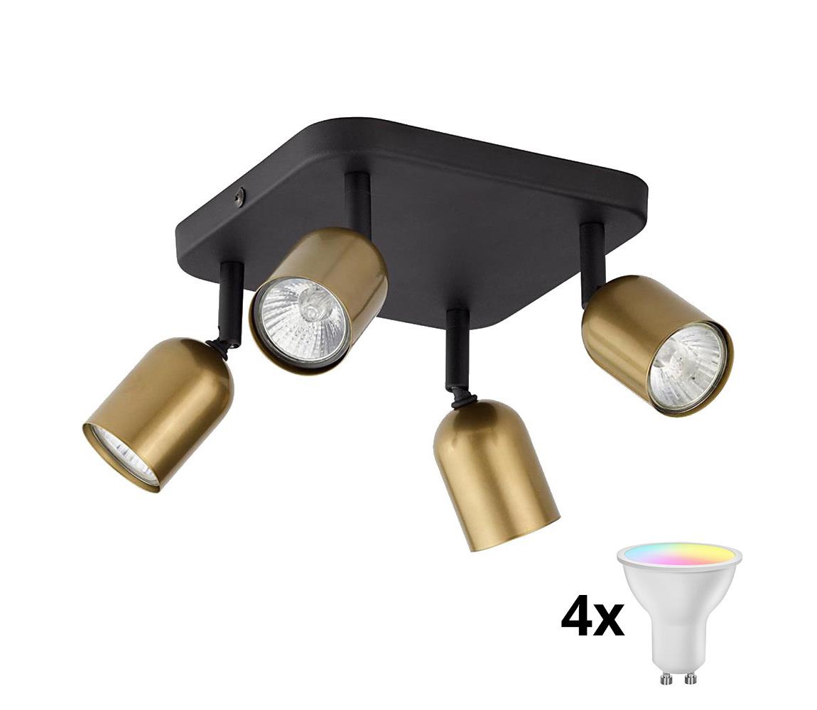 LED RGBW Stmievateľné bodové svietidlo TOP 4xGU10/6,5W/230V 2700-6500K zlatá/čierna TK3307+4xAI0589