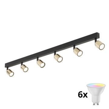 LED RGBW stmievateľné bodové svietidlo TOP 6xGU10/6,5W/230V 2700-6500K čierna/zlatá