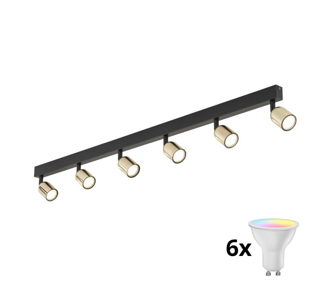 LED RGBW stmievateľné bodové svietidlo TOP 6xGU10/6,5W/230V 2700-6500K čierna/zlatá TK6034+AI2320