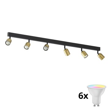 LED RGBW Stmievateľné bodové svietidlo TOP 6xGU10/6,5W/230V 2700-6500K zlatá/čierna
