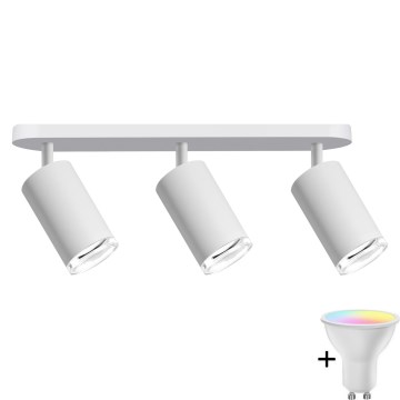 LED RGBW Stmievateľné kúpeľňové bodové svetlo TURYN 3xGU10/6,5W/230V 2700-6500K Wi-Fi IP44 biele