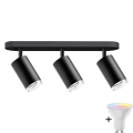 LED RGBW Stmievateľné kúpeľňové bodové svetlo TURYN 3xGU10/6,5W/230V 2700-6500K Wi-Fi IP44 čierna