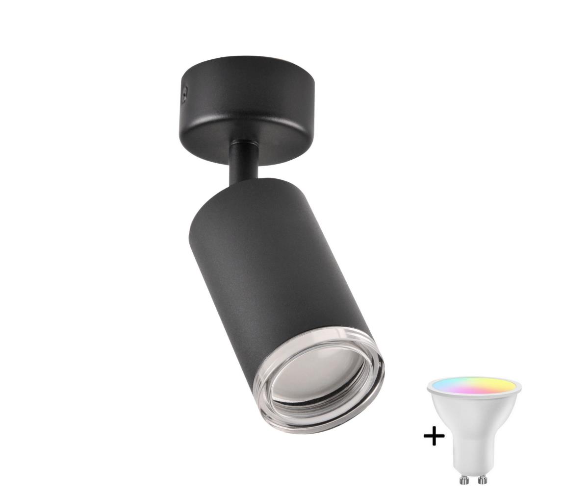 LED RGBW Stmievateľné kúpeľňové bodové svietidlo TURYN 1xGU10/4,8W/230V IP44 čierne SA1913+AI2382