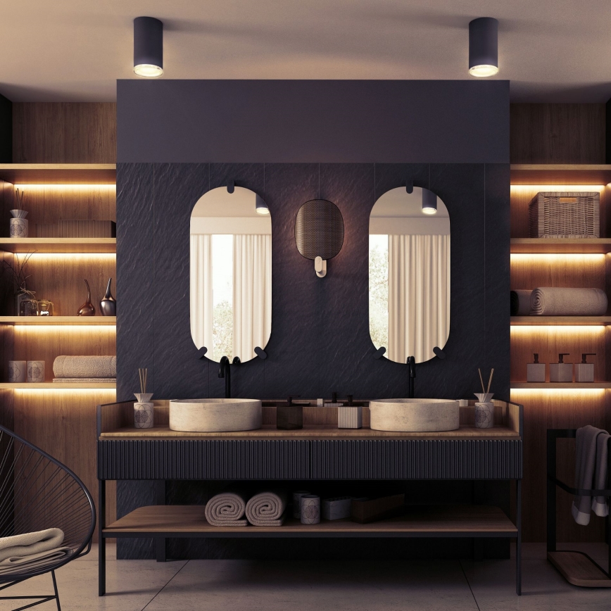 LED RGBW Stmievateľné kúpeľňové bodové svietidlo TURYN 1xGU10/6,5W/230V 2700-6500K Wi-Fi IP44 čierna