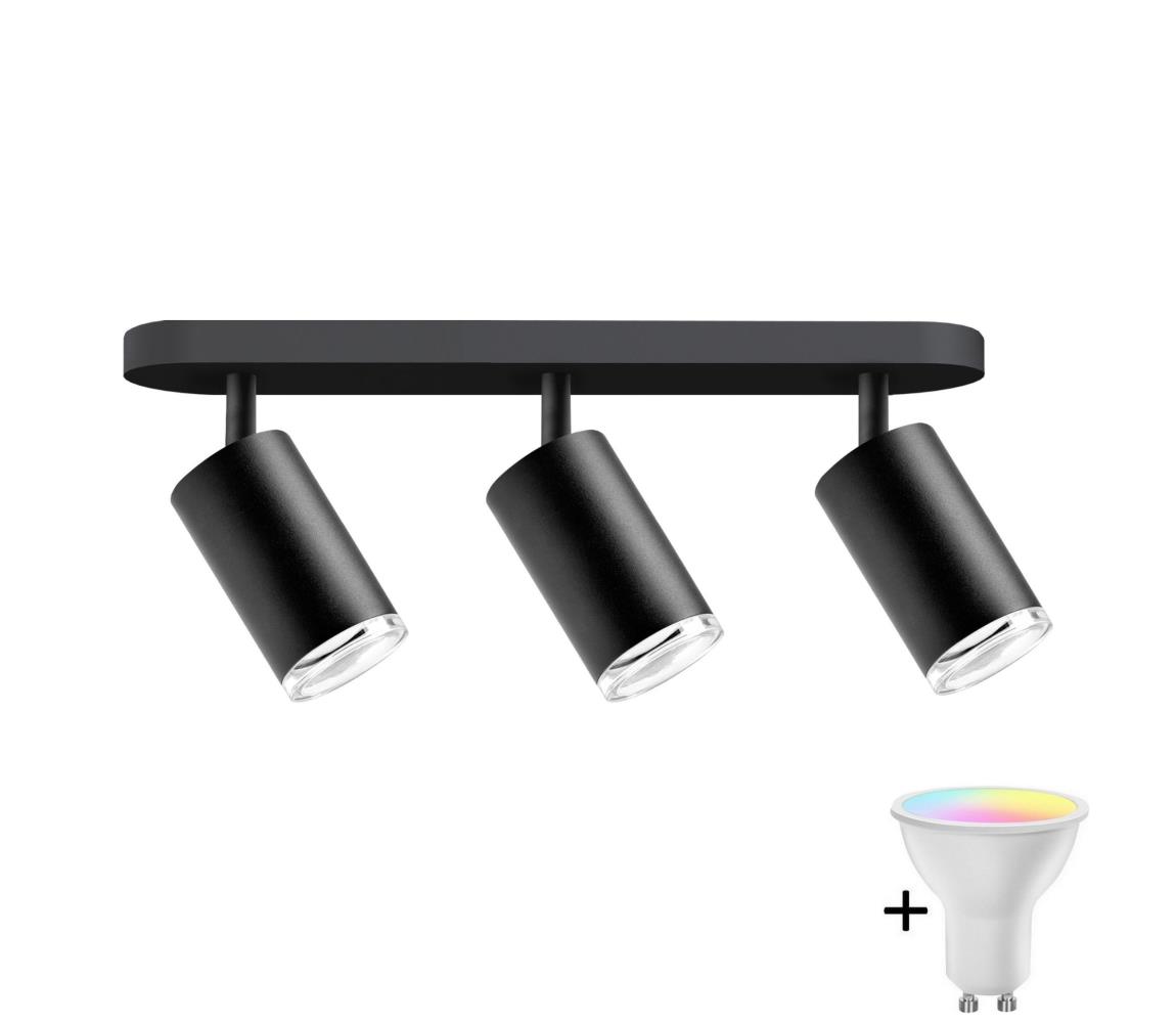 LED RGBW Stmievateľné kúpeľňové bodové svietidlo TURYN 3xGU10/4,8W/230V IP44 čierne SA1915+3xAI2382