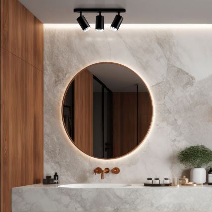 LED RGBW Stmievateľné kúpeľňové bodové svietidlo TURYN 3xGU10/4,8W/230V 3000K IP44 čierna + diaľkové ovládanie