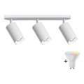 LED RGBW Stmievateľné kúpeľňové bodové svietidlo TURYN 3xGU10/6,5W/230V 2700-6500K Wi-Fi IP44 biela