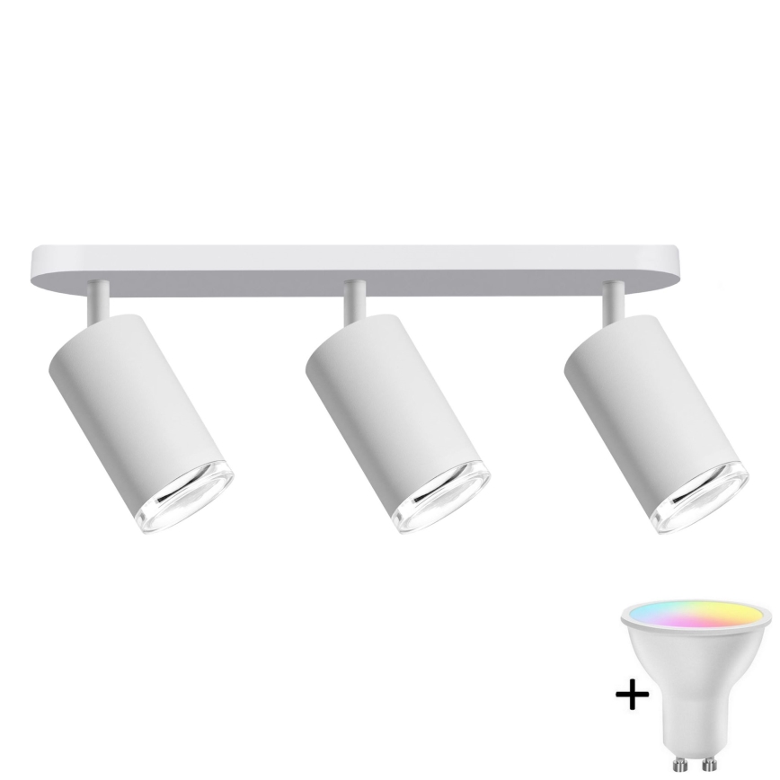 LED RGBW Stmievateľné kúpeľňové bodové svietidlo TURYN 3xGU10/6,5W/230V 2700-6500K Wi-Fi IP44 biela