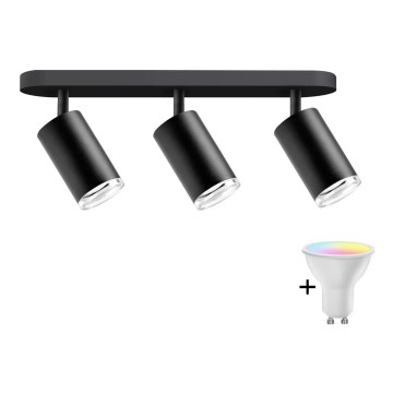 LED RGBW stmievateľné kúpeľňové bodové svietidlo TURYN 3xGU10/6,5W/230V 2700-6500K Wi-Fi IP44 čierna