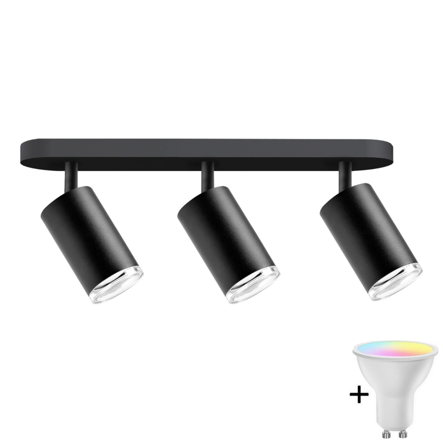 LED RGBW stmievateľné kúpeľňové bodové svietidlo TURYN 3xGU10/6,5W/230V 2700-6500K Wi-Fi IP44 čierna
