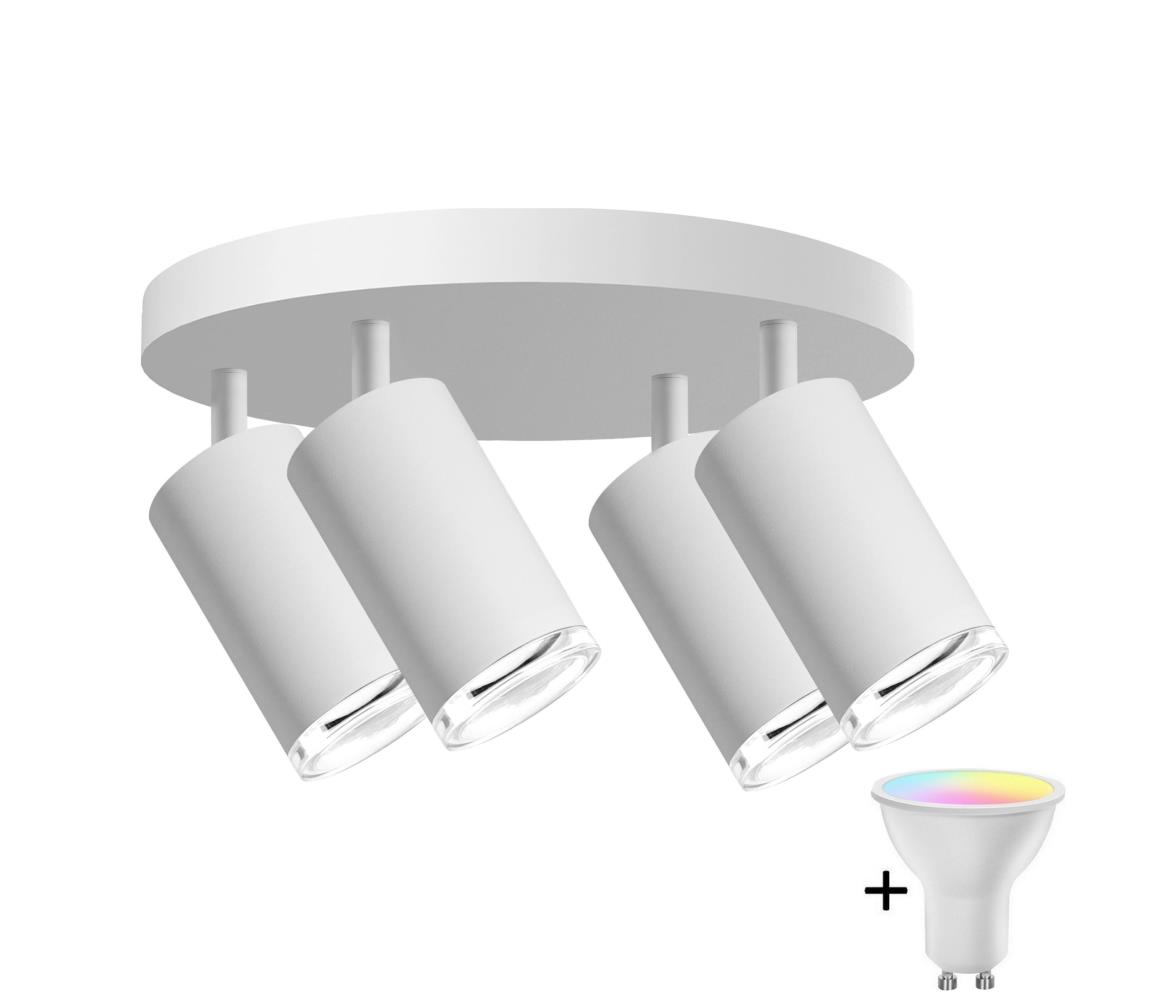 LED RGBW stmievateľné kúpeľňové bodové svietidlo TURYN 4xGU10/4,8W/230V IP44 biela SA1911+4xAI2382