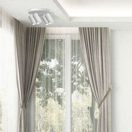 LED RGBW stmievateľné kúpeľňové bodové svietidlo TURYN 4xGU10/6W/230V 3000K IP44 biela + diaľkové ovládanie