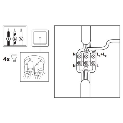 LED RGBW stmievateľné kúpeľňové bodové svietidlo TURYN 4xGU10/6W/230V 3000K IP44 biela + diaľkové ovládanie