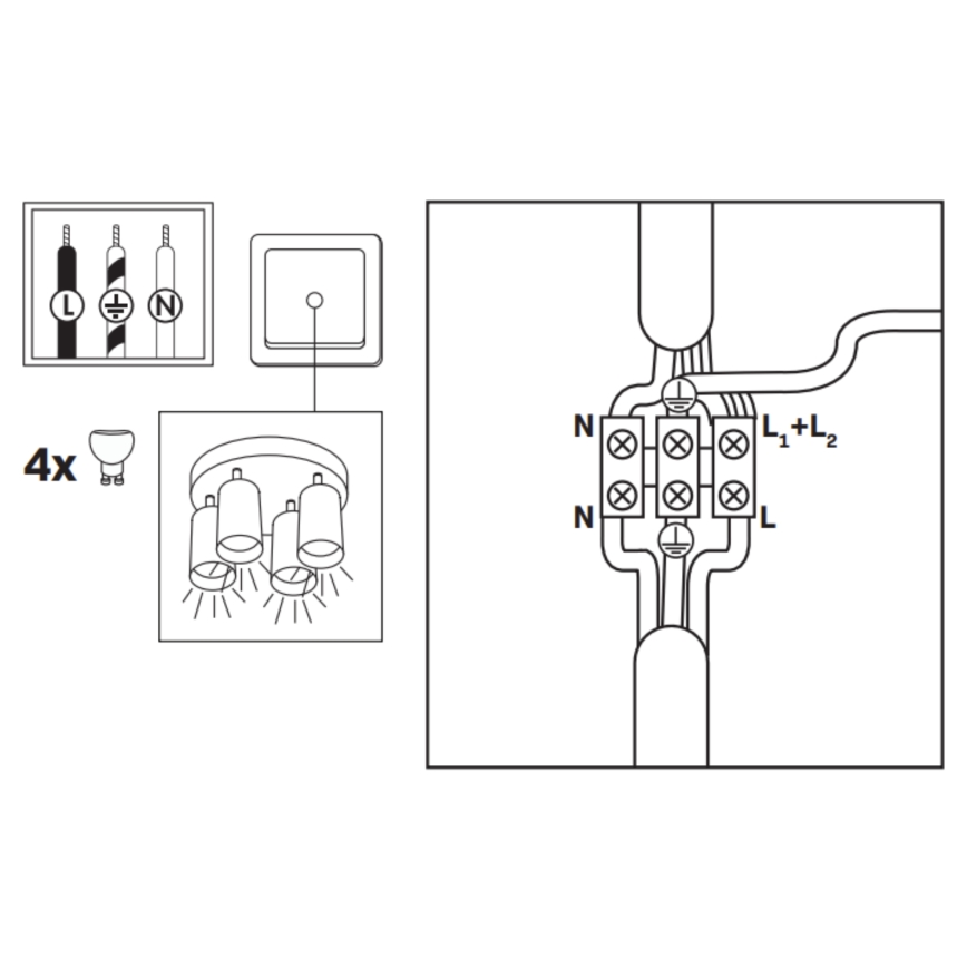 LED RGBW stmievateľné kúpeľňové bodové svietidlo TURYN 4xGU10/6W/230V 3000K IP44 biela + diaľkové ovládanie