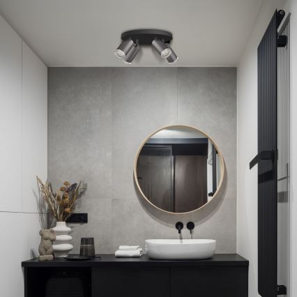 LED RGBW Stmievateľné kúpeľňové bodové svietidlo TURYN 4xGU10/6W/230V 3000K IP44 čierne + diaľkové ovládanie
