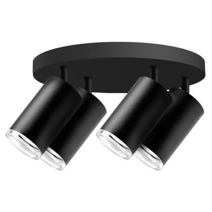 LED RGBW Stmievateľné kúpeľňové bodové svietidlo TURYN 4xGU10/6W/230V 3000K IP44 čierne + diaľkové ovládanie